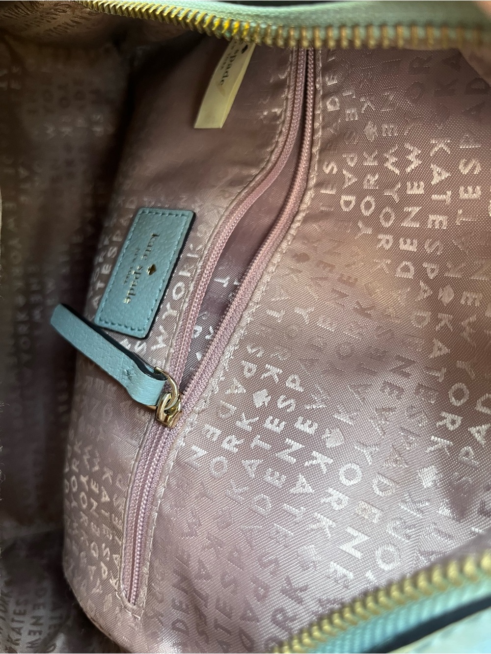 kate spade Powder Blue Mini Backpack with Gold Hardware - Picture 3 of 3